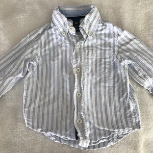 BLUE & WHITE Button Up Collar Long sleeve baby💙🤍